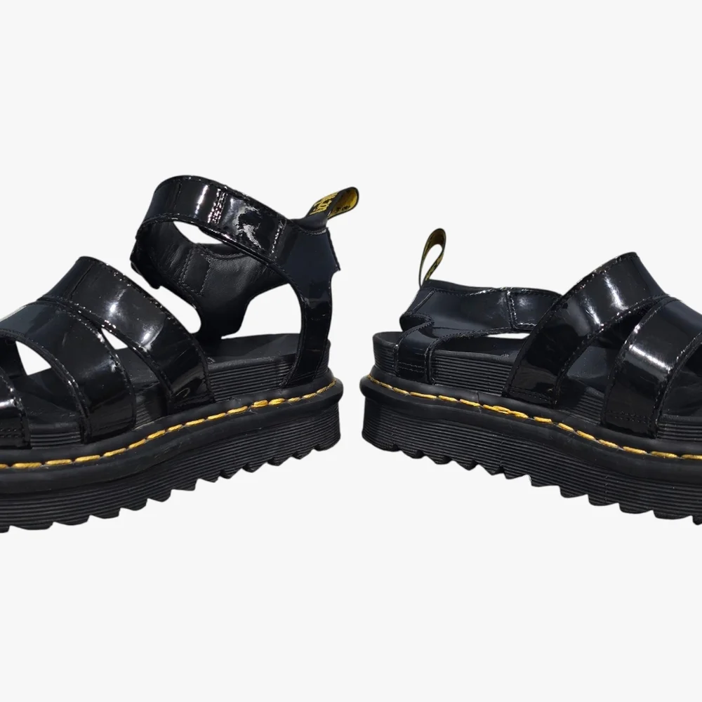 DR. MARTENS Women Blaire Black Patent Leather Platform Gladiator Sandals 8M - Picture 6 of 10